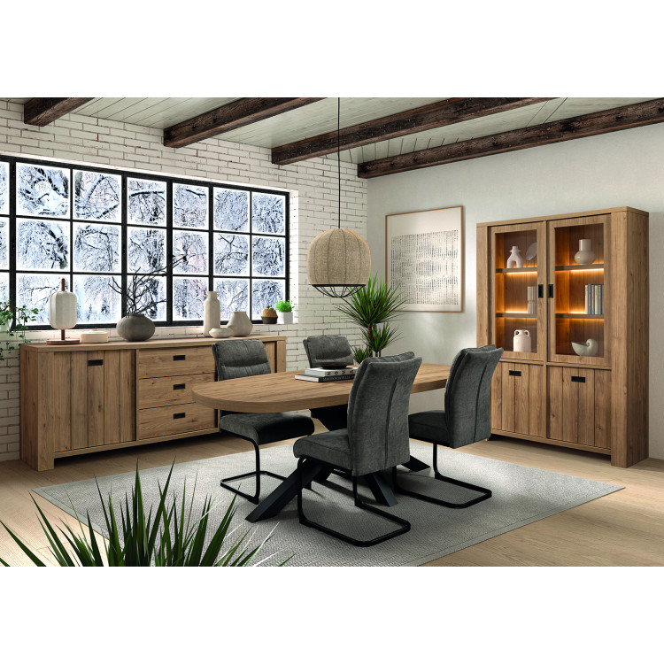 Salle à manger complète contemporaine chêne castle Verneuil
