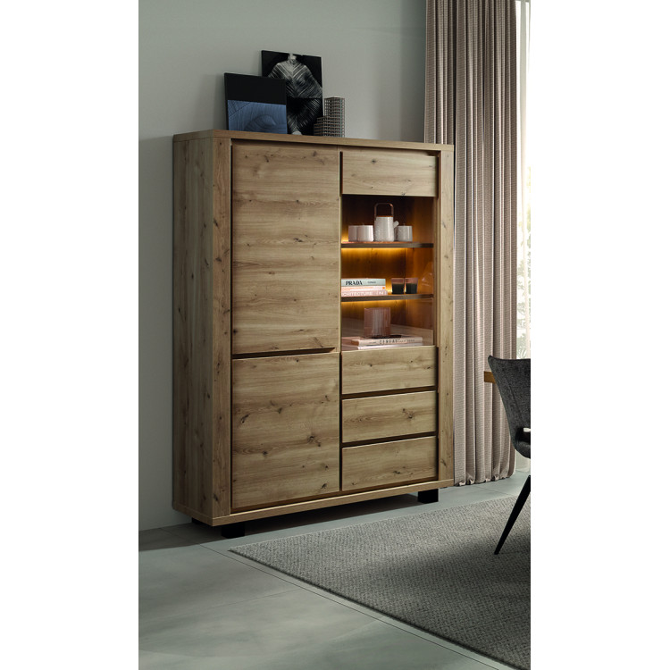 Vaisselier/argentier contemporain 128 cm chêne hudson Heria