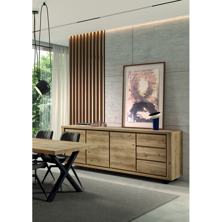Buffet/bahut contemporain 238 cm chêne hudson Heria