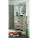 Commode contemporaine 5 tiroirs ch&ecirc;ne gris Gladys