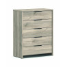 Commode contemporaine 5 tiroirs chêne gris Gladys