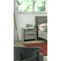 Chevet contemporain 2 tiroirs ch&ecirc;ne gris Gladys