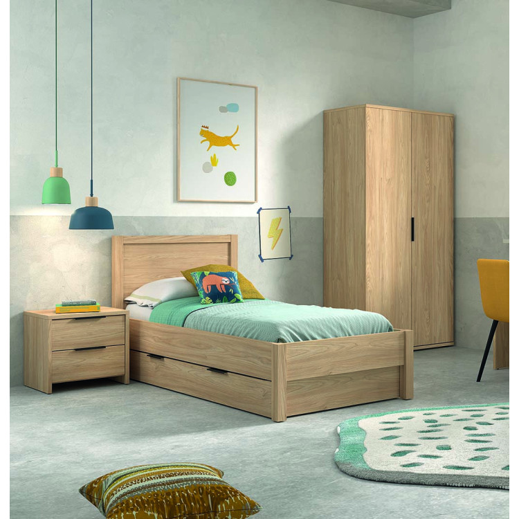 Armoire contemporaine 100 cm coloris acacia Gladys