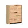 Commode contemporaine 5 tiroirs coloris acacia Gladys
