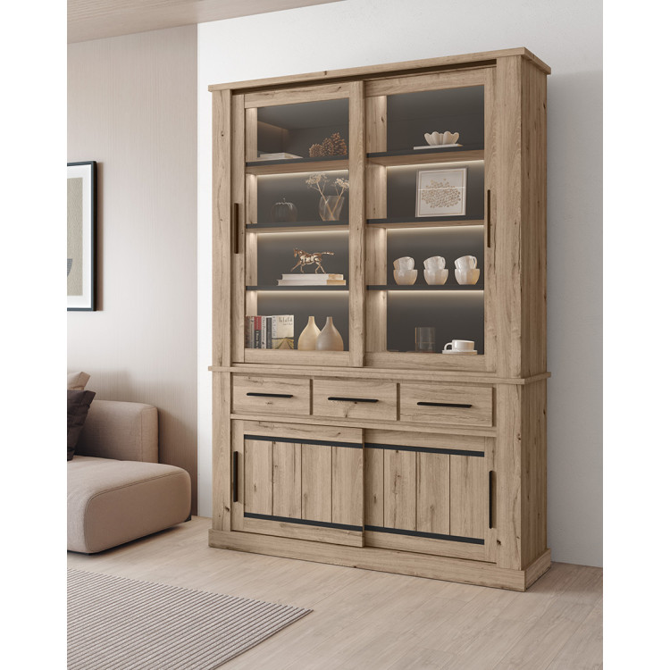 Vaisselier/argentier style campagne 150 cm chêne copper Curby