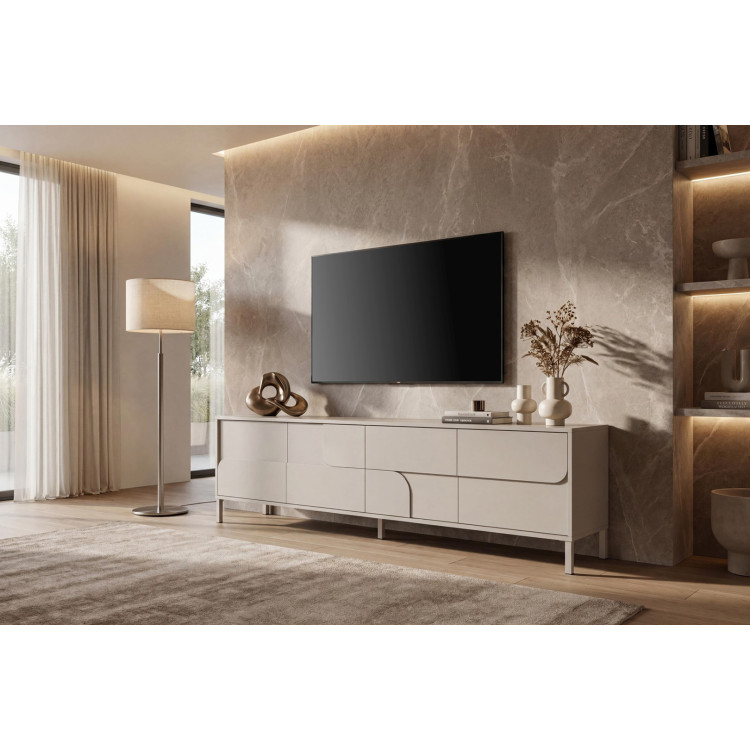 Meuble TV moderne 205 cm coloris cachemire Vera