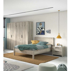 Chambre enfant complète contemporaine chêne gris Gladys
