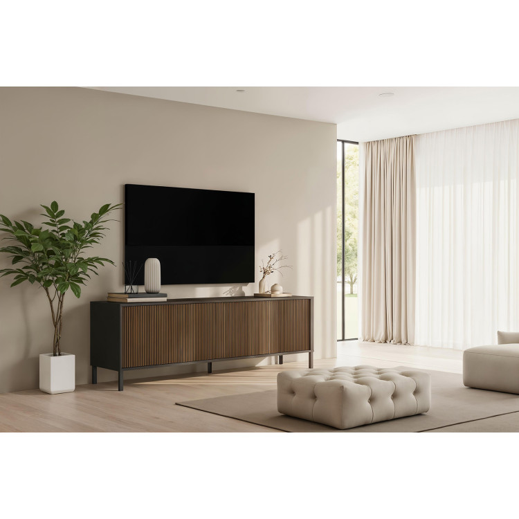 Meuble TV moderne 205 cm lave/mercure Cristina