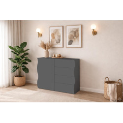 Buffet/bahut moderne 90 cm blanc anthracite mat Onida