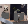 Buffet/bahut moderne 90 cm blanc anthracite mat Onida