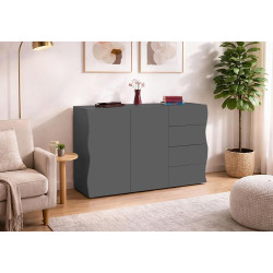 Buffet/bahut moderne 124 cm anthracite mat Onida