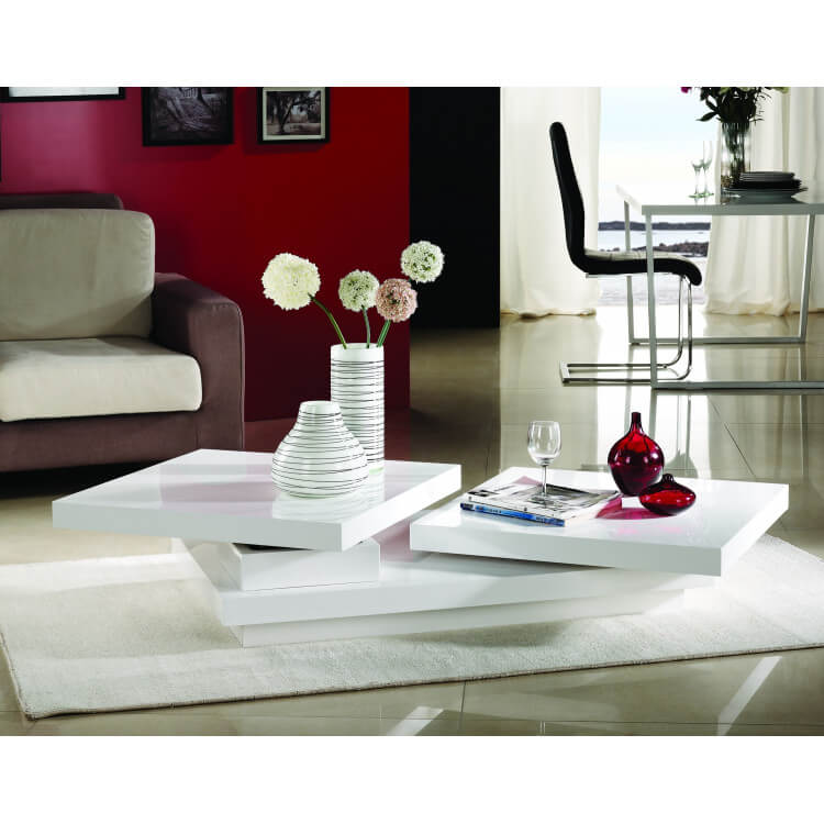 Table basse design en bois blanc Séoul