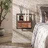 Chevet suspendu industriel en acacia massif brun H 39 cm Carrie