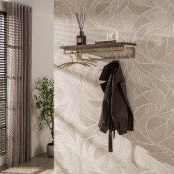 Portemanteau mural industriel métal beige et acacia massif Diuty