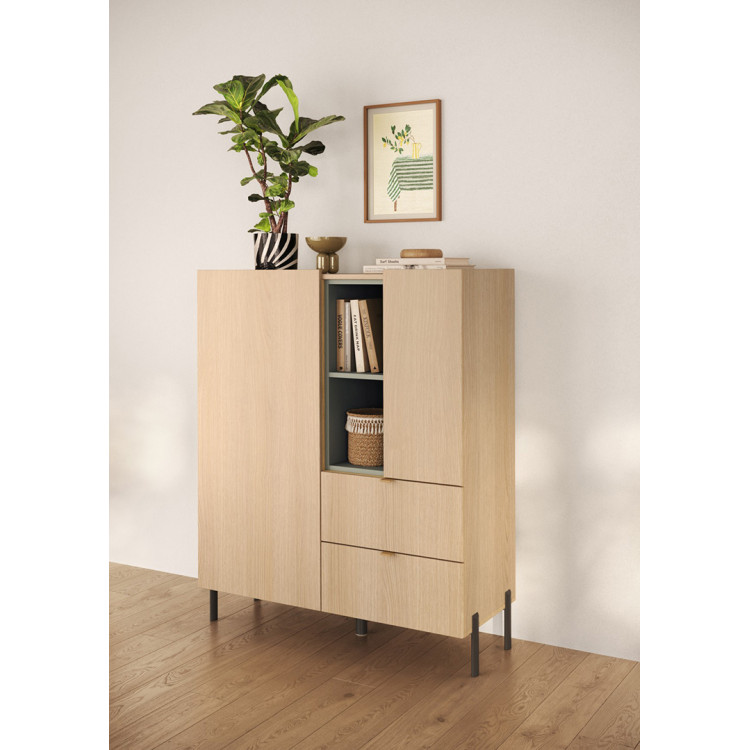 Buffet haut moderne chêne linberg/olive Buddy