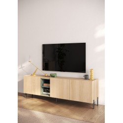 Meuble TV moderne 180 cm chêne linberg/olive Buddy