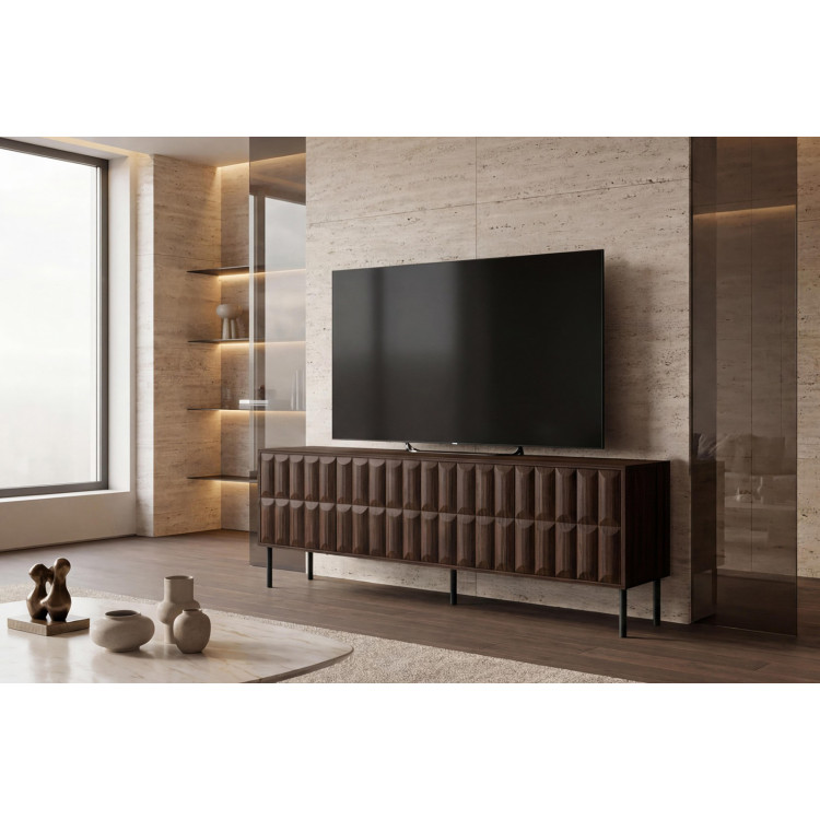 Meuble TV moderne 205 cm noyer/expresso Rubie