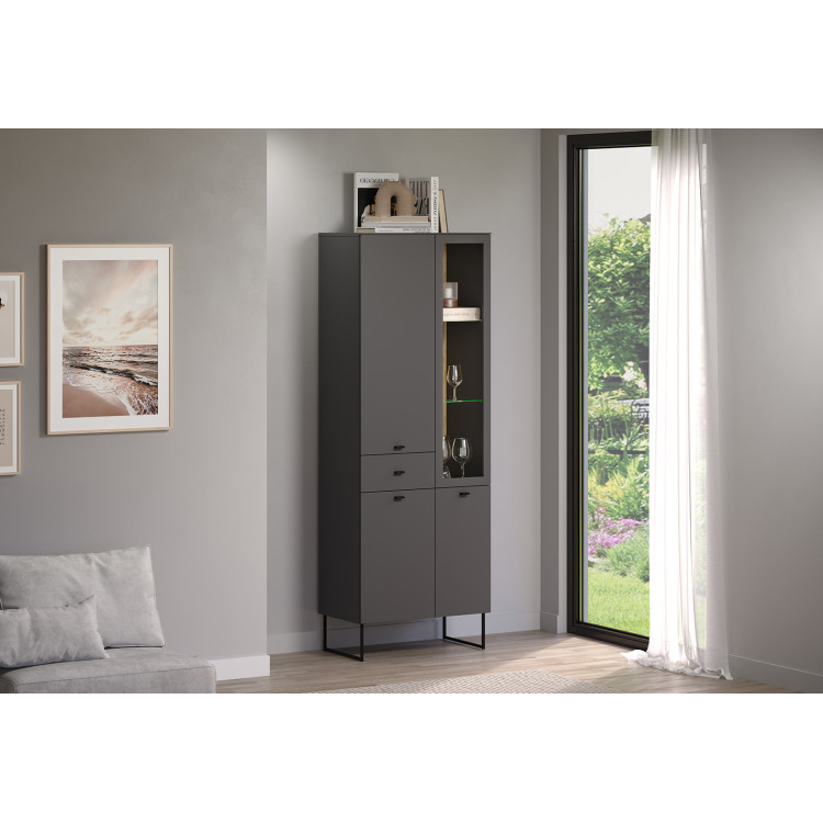Vitrine moderne 70 cm gris anthracite Belinda