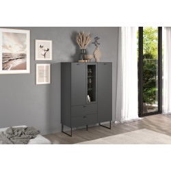 Buffet haut moderne 100 cm gris anthracite Belinda