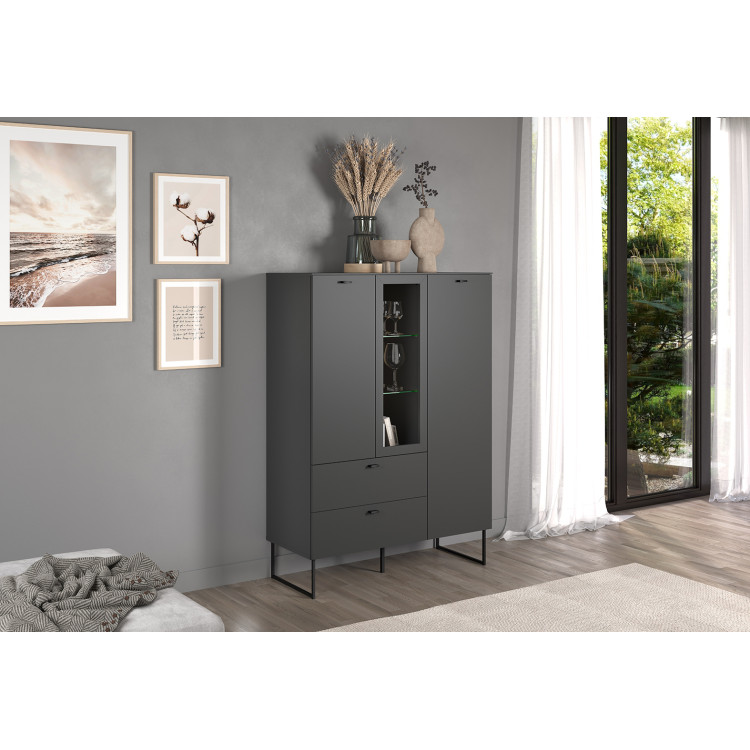 Buffet haut moderne 100 cm gris anthracite Belinda