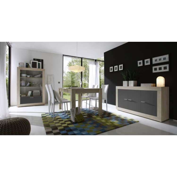 Salle à manger contemporaine chêne sonoma/gris opaque Constance