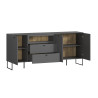 Buffet/bahut moderne 191 cm gris anthracite Belinda