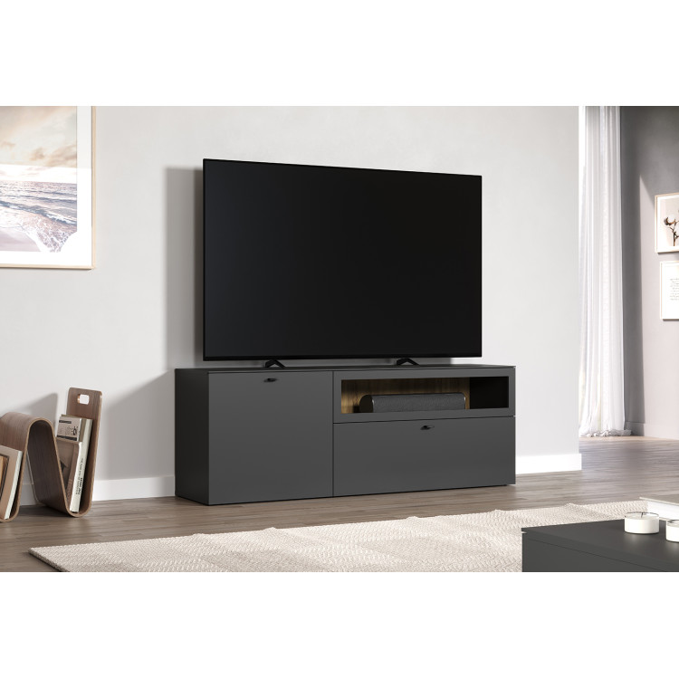 Meuble TV moderne 160 cm gris anthracite Belinda