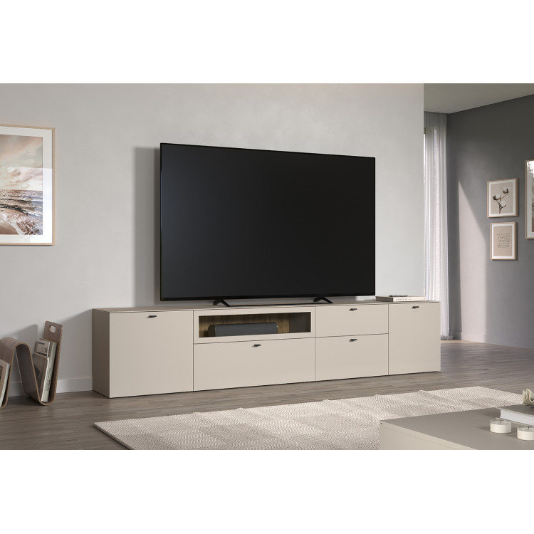 Meuble TV moderne 280 cm cachemire Belinda