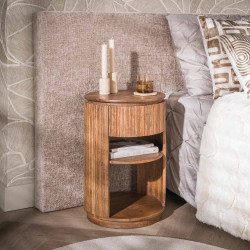 Chevet rond style nature en bois de manguier massif Richie