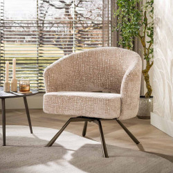 Fauteuil pivotant moderne en tissu Monti sable/brun Crossy