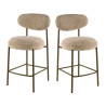 Lot de 2 tabourets de bar modernes en tissu sable Rudy