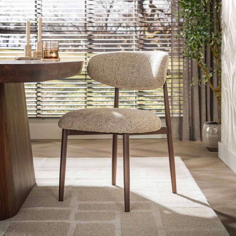 Lot de 2 chaises de salle à manger modernes en tissu Nubo sable Heidi Sable — Sable