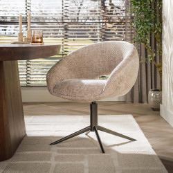 Lot de 2 chaises pivotantes modernes en tissu Hoven sable/brun Coop