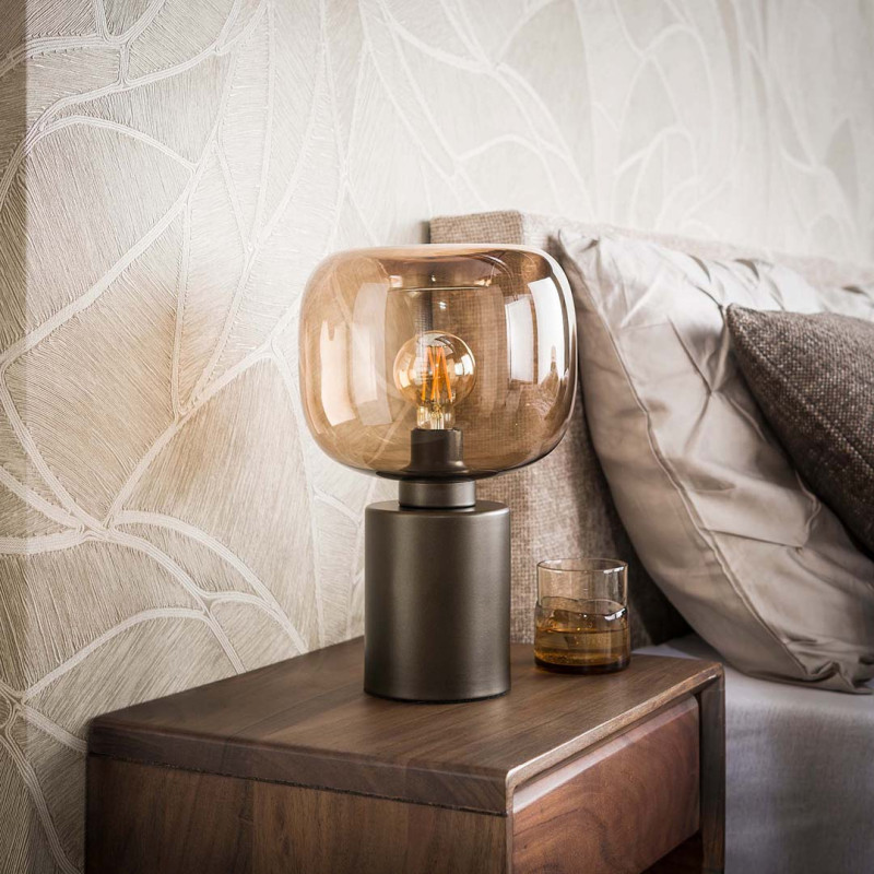 Lampe &agrave; poser industrielle en m&eacute;tal brun Siria