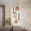 Suspension industrielle en m&eacute;tal brun 5 lampes Siria