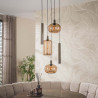 Suspension industrielle en métal brun 5 lampes Siria