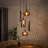 Suspension industrielle en métal brun 5 lampes Siria