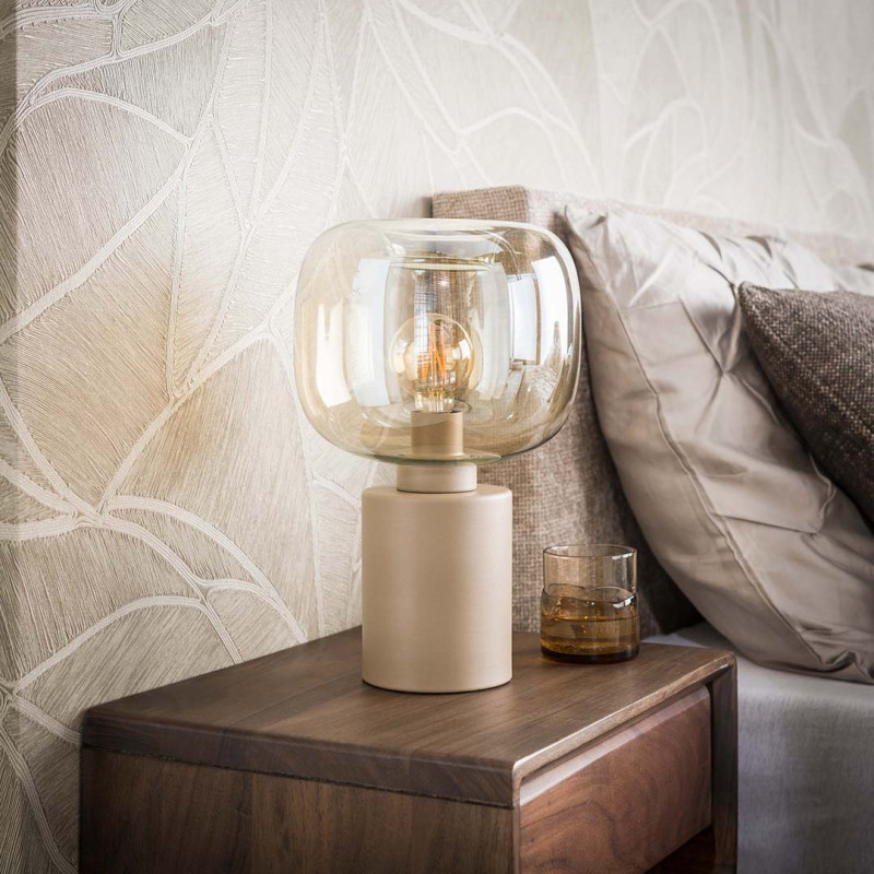 Lampe &agrave; poser industrielle en m&eacute;tal beige Siria