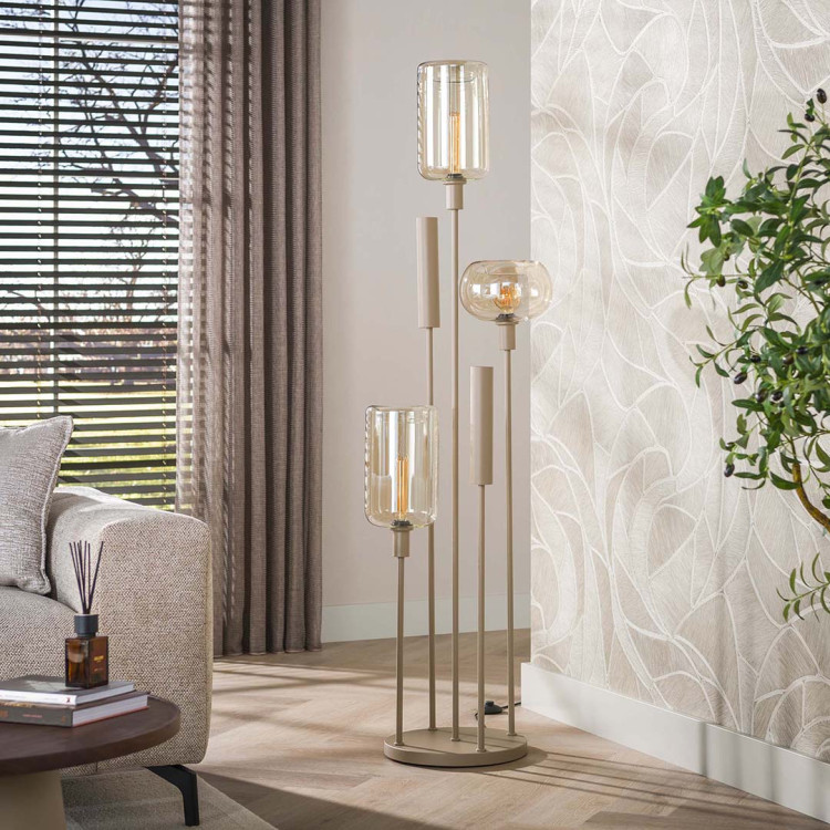 Lampadaire industriel en métal beige 5 lampes Siria