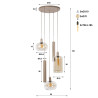 Suspension industrielle en métal beige 5 lampes Siria