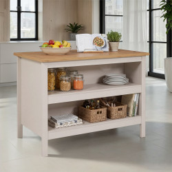 Îlot central de cuisine contemporain chêne/cachemire Mylena