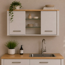 Meuble haut de cuisine contemporain chêne/cachemire Mylena