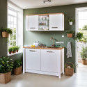 Meuble sous &eacute;vier de cuisine contemporain blanc/ch&ecirc;ne Mylena
