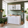 Meuble sous évier de cuisine contemporain blanc/chêne Mylena