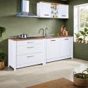 Meuble bas de cuisine 3T contemporain blanc/ch&ecirc;ne Mylena
