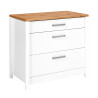 Meuble bas de cuisine 3T contemporain blanc/chêne Mylena