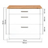 Meuble bas de cuisine 3T contemporain blanc/chêne Mylena