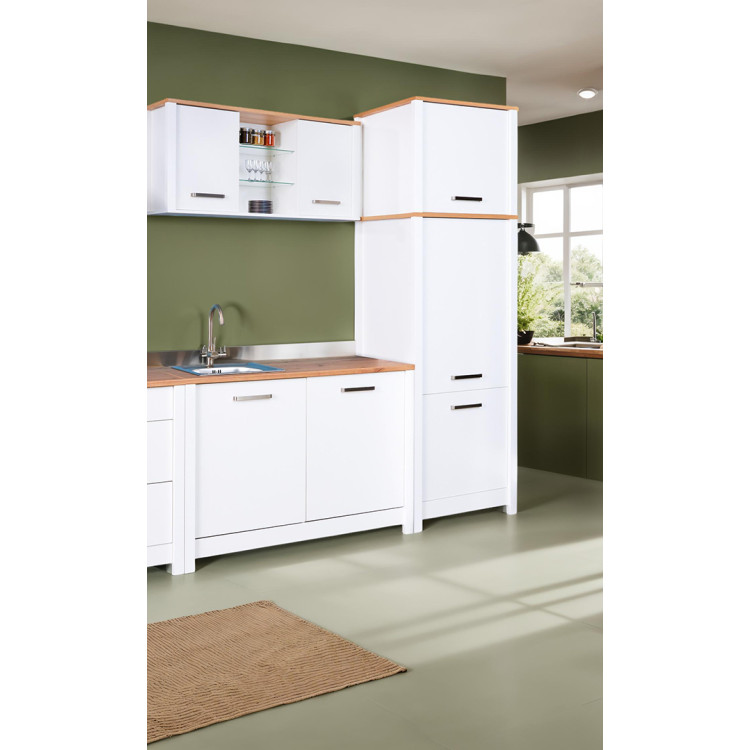 Surmeuble de cuisine contemporain blanc/chêne Mylena