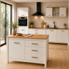 Îlot central de cuisine contemporain 1P/3T blanc/chêne Mylena