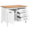 Îlot central de cuisine contemporain 1P/3T blanc/chêne Mylena